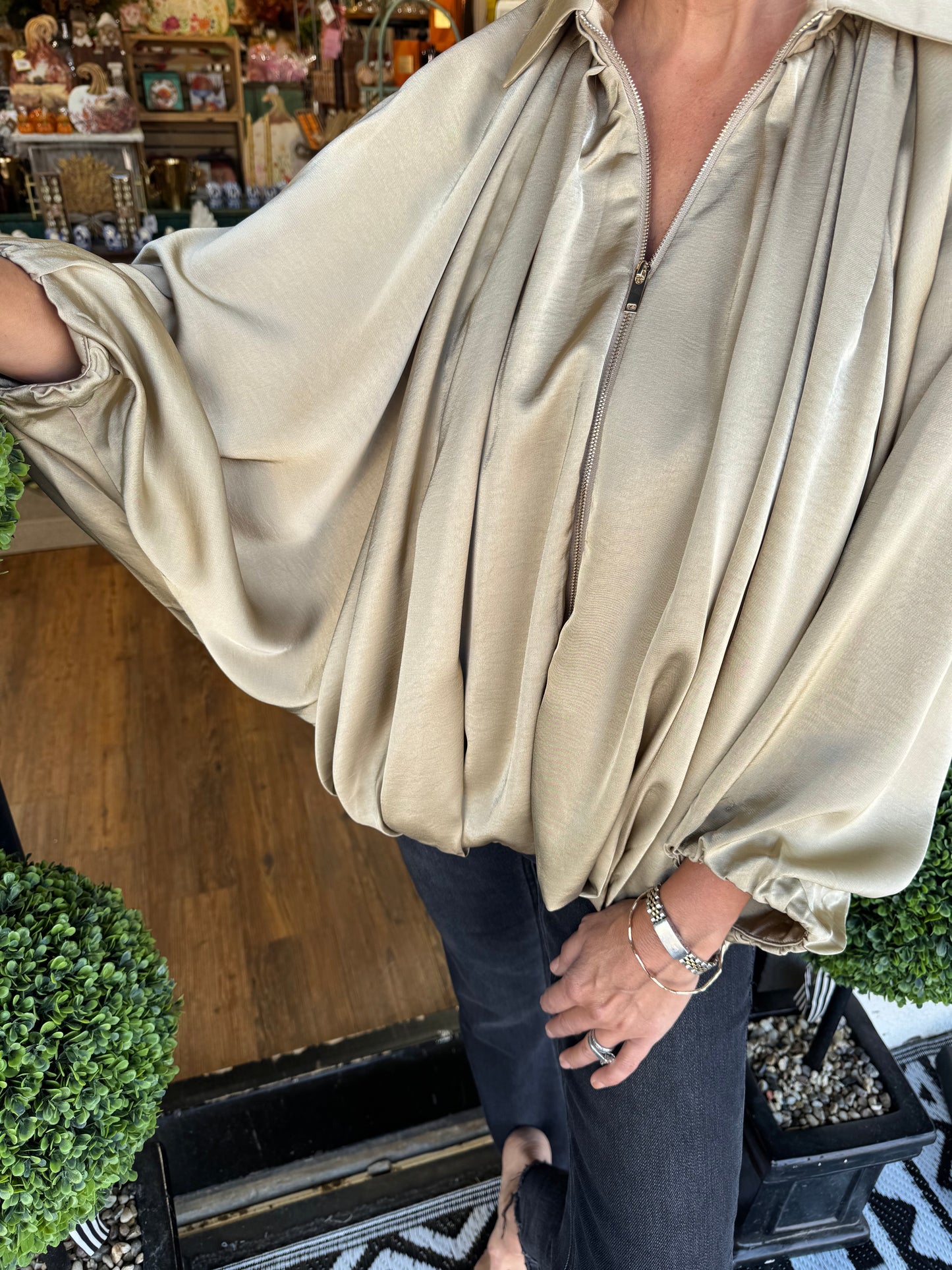 Banks Bomber Jacket Top - Taupe