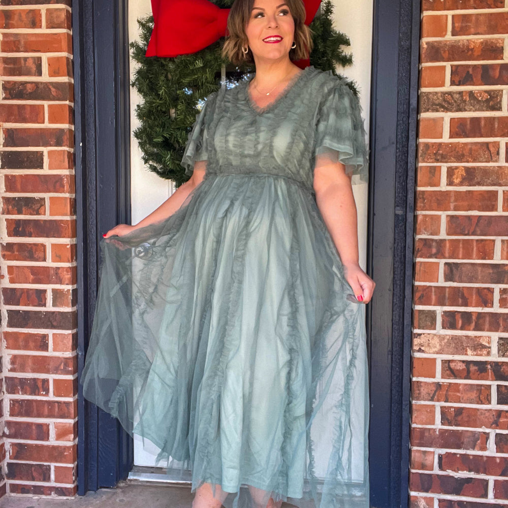 Loretta Dress- Dusty Teal