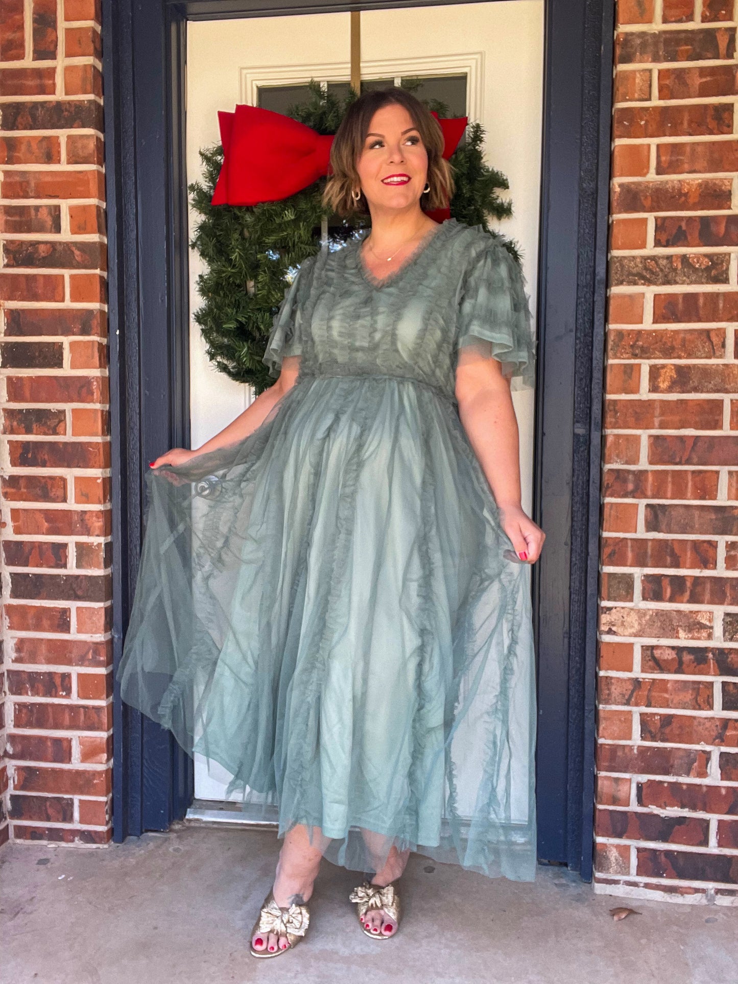 Loretta Dress- Dusty Teal