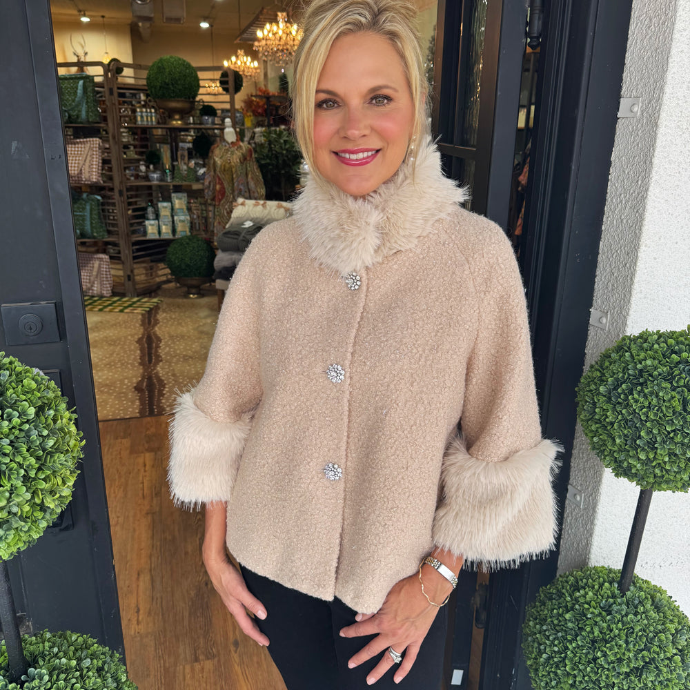 Ivy Jane Boucle Fur Trim Jacket