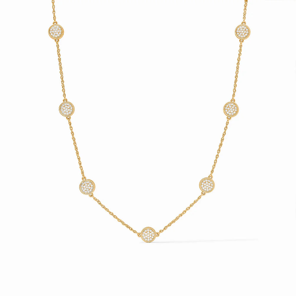 Windsor Delicate Station Necklace - Gold - Pave