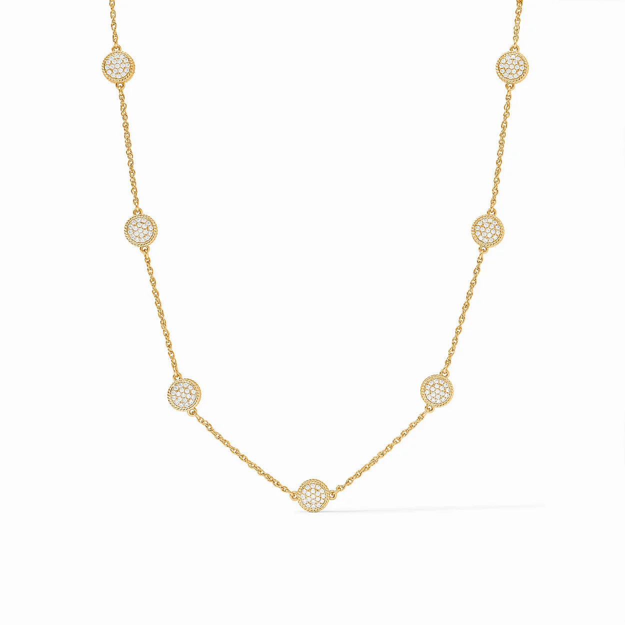 Windsor Delicate Station Necklace - Gold - Pave