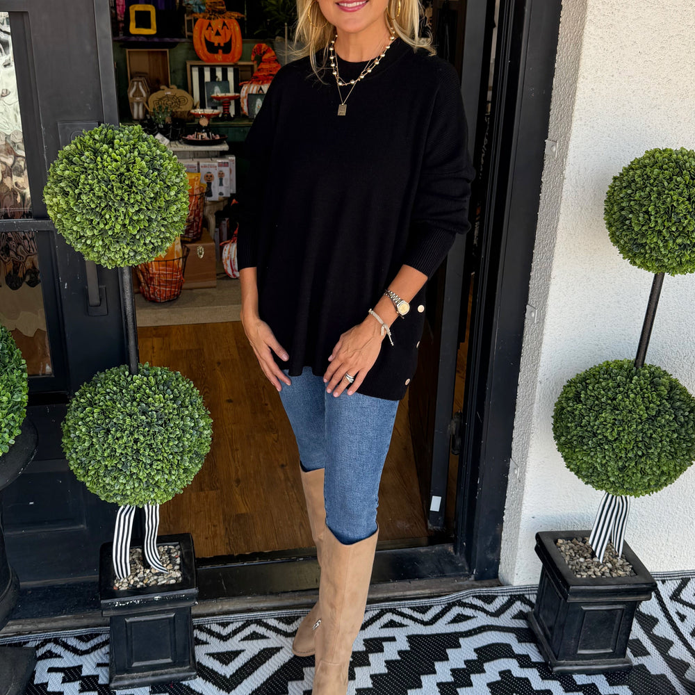 Noralee Button Sweater - Black