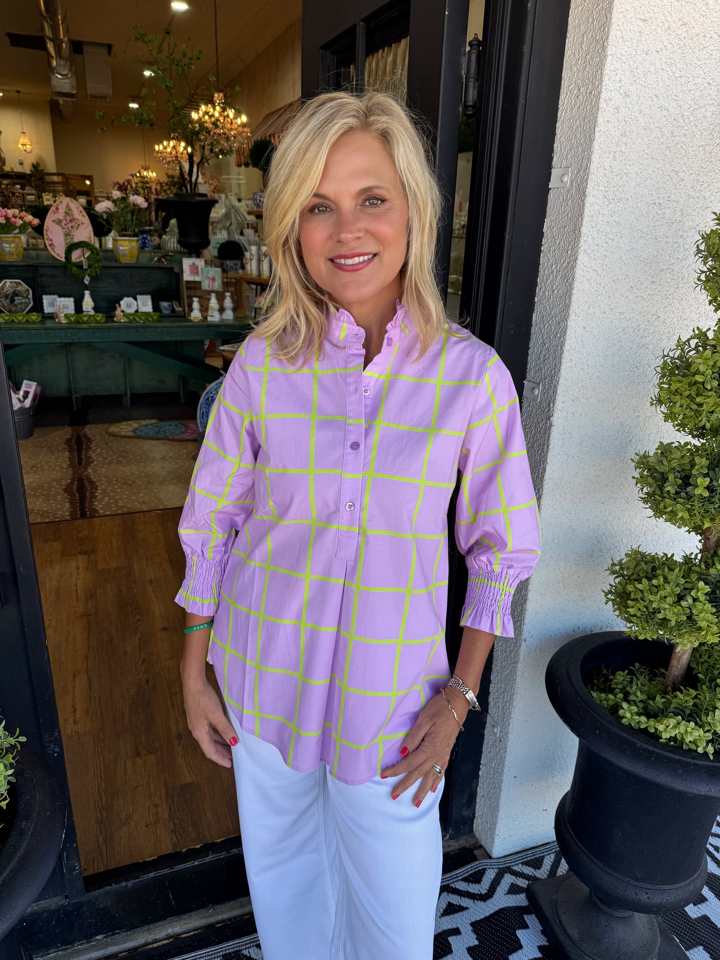 Kimberly Park Top - Lavender/Green