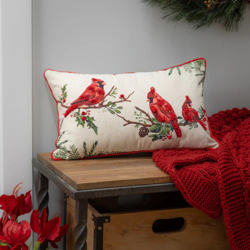 "20 X 12" Cardinals On Branches Lumbar Pillow