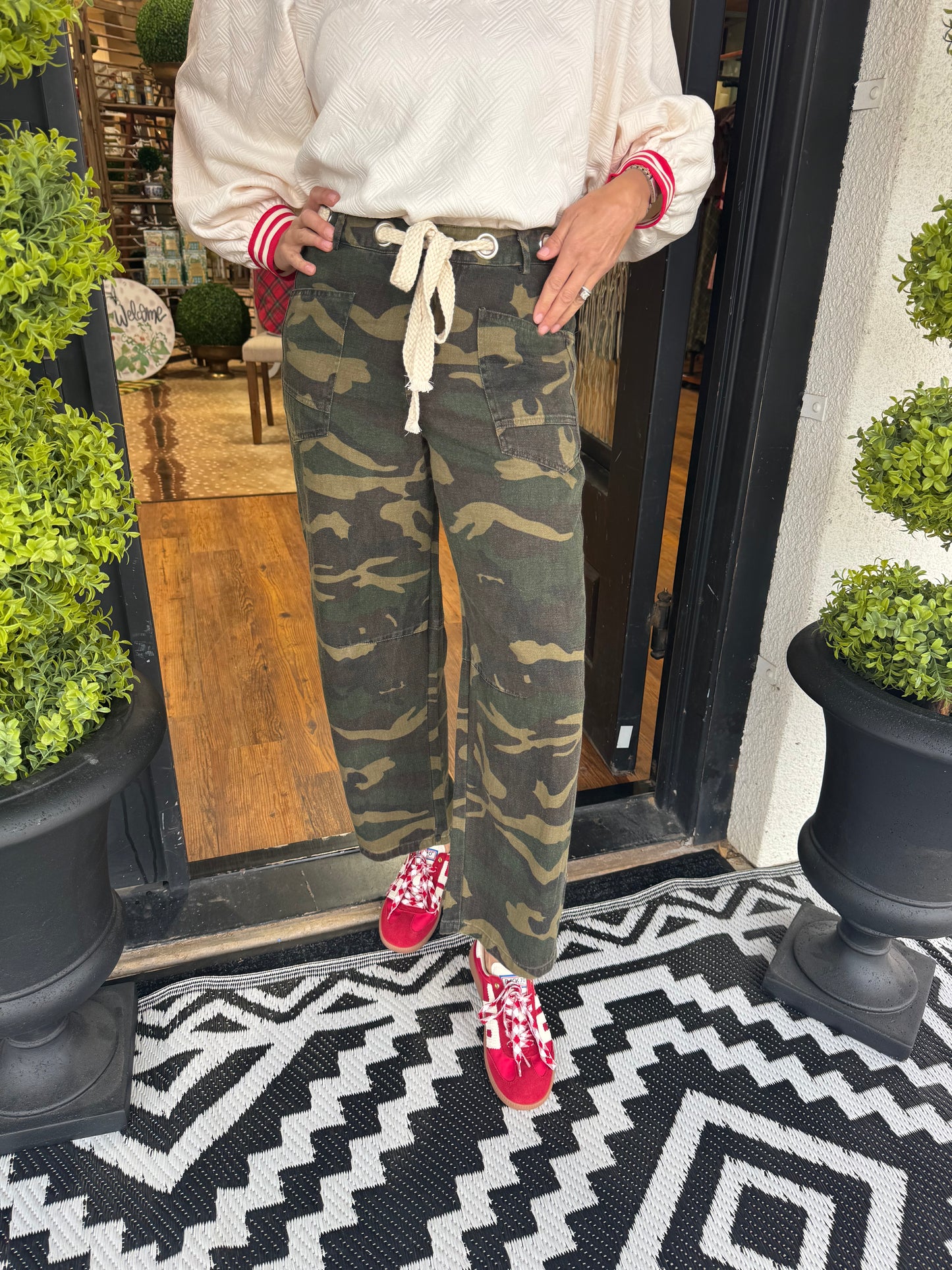 Tori Barrel Pants-Camo