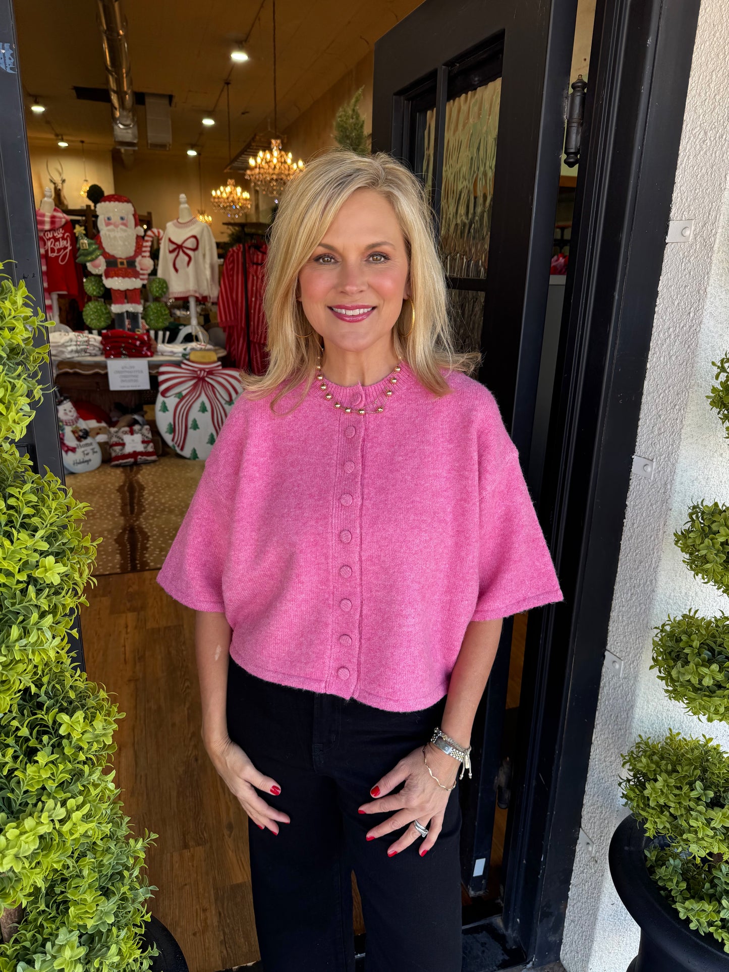 Khloe Sweater Top - Pink