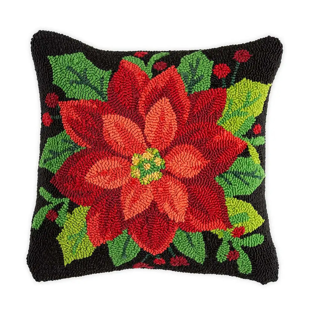 Indoor/Outdoor Poinsettia Pillow 18"X18"