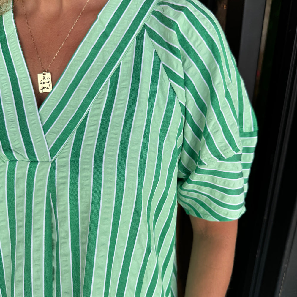 Aria SeerSucker Dress- Green