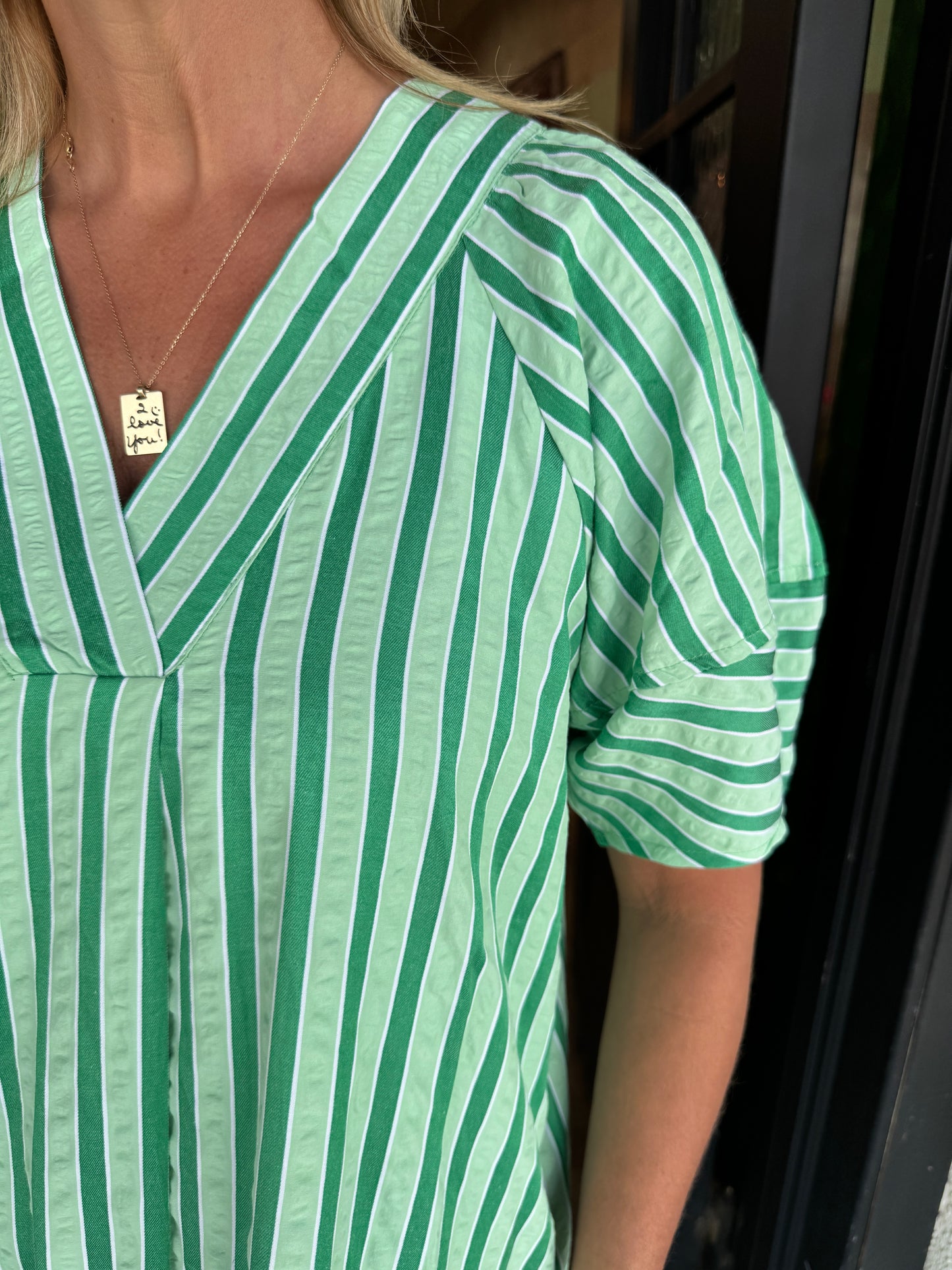 Aria SeerSucker Dress- Green