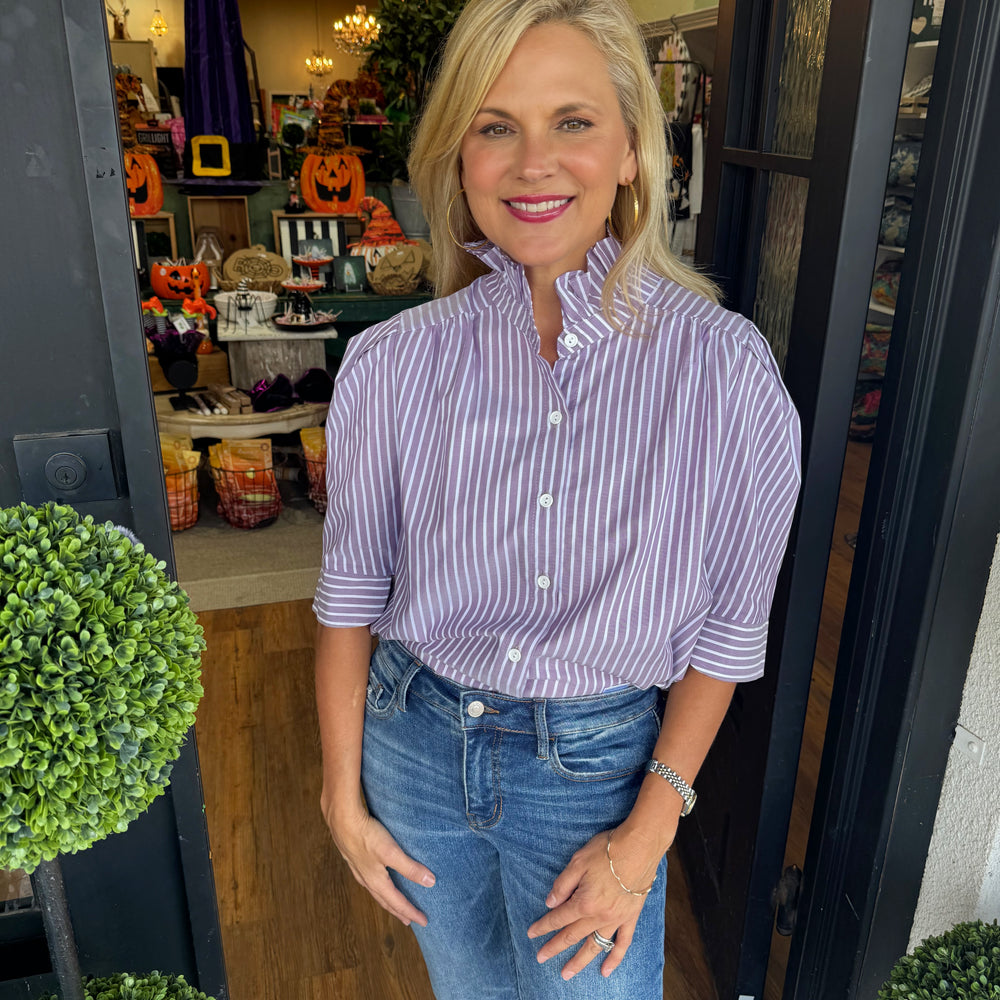 Nina Pinstripe Top - Purple