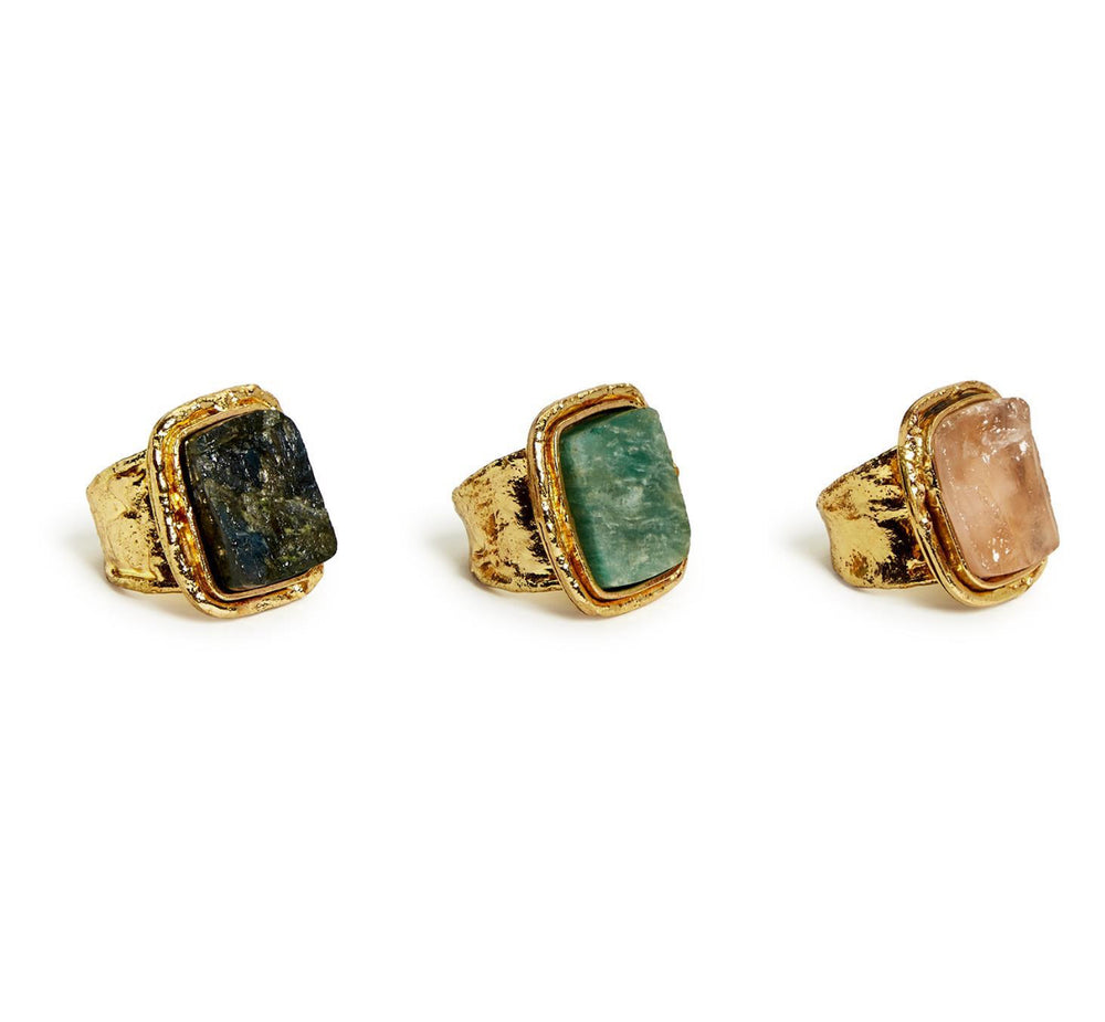 Adjustable Natural Gemstone Ring