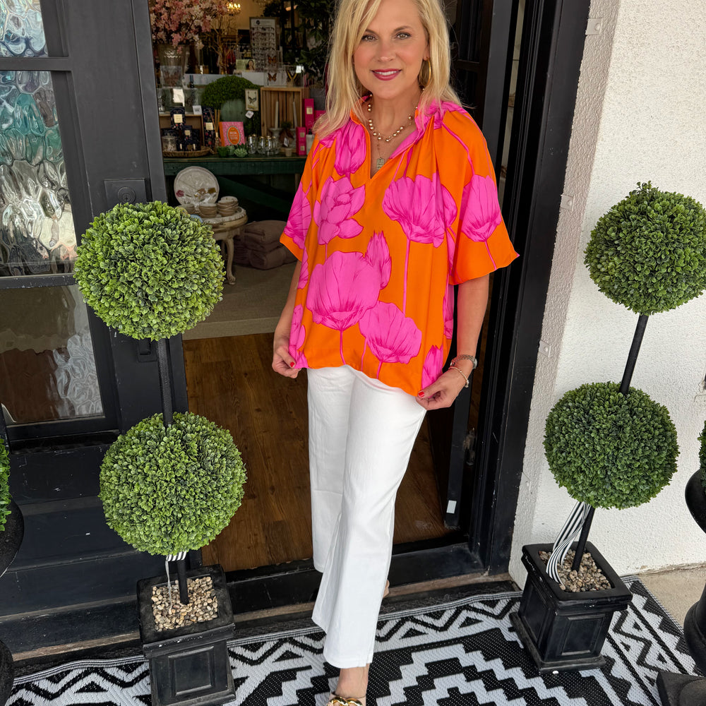 
                  
                    Kennedy Top- Pink/ Orange
                  
                