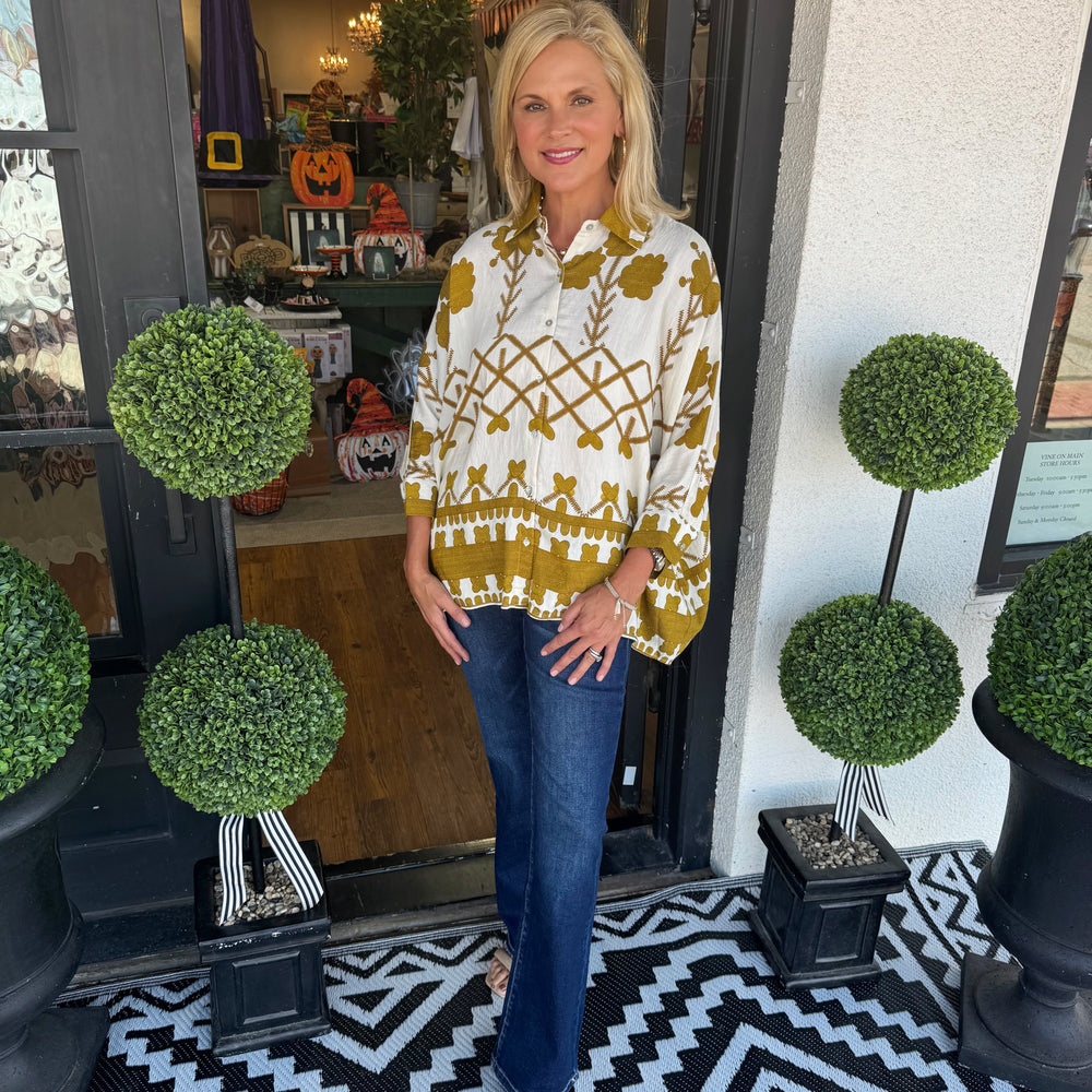 Bindi Top - Mustard Green