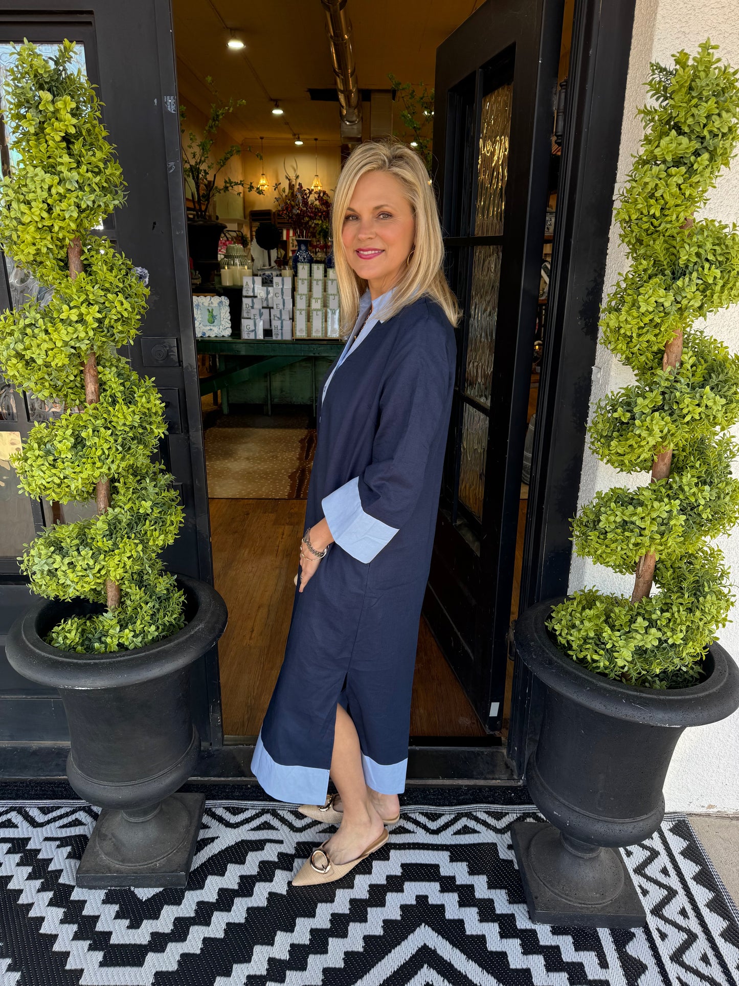 Carrie Long Dress - Navy