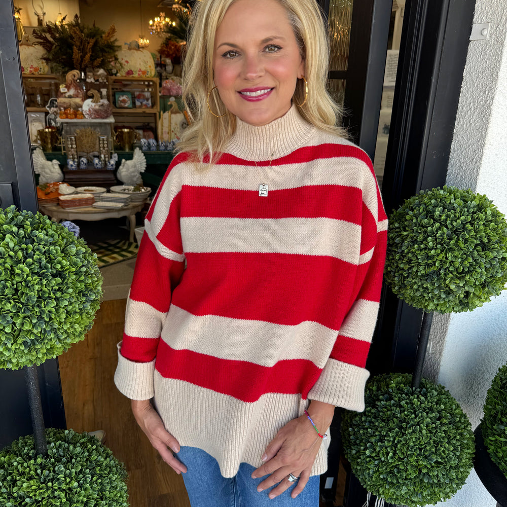 Costner Striped Sweater - Red