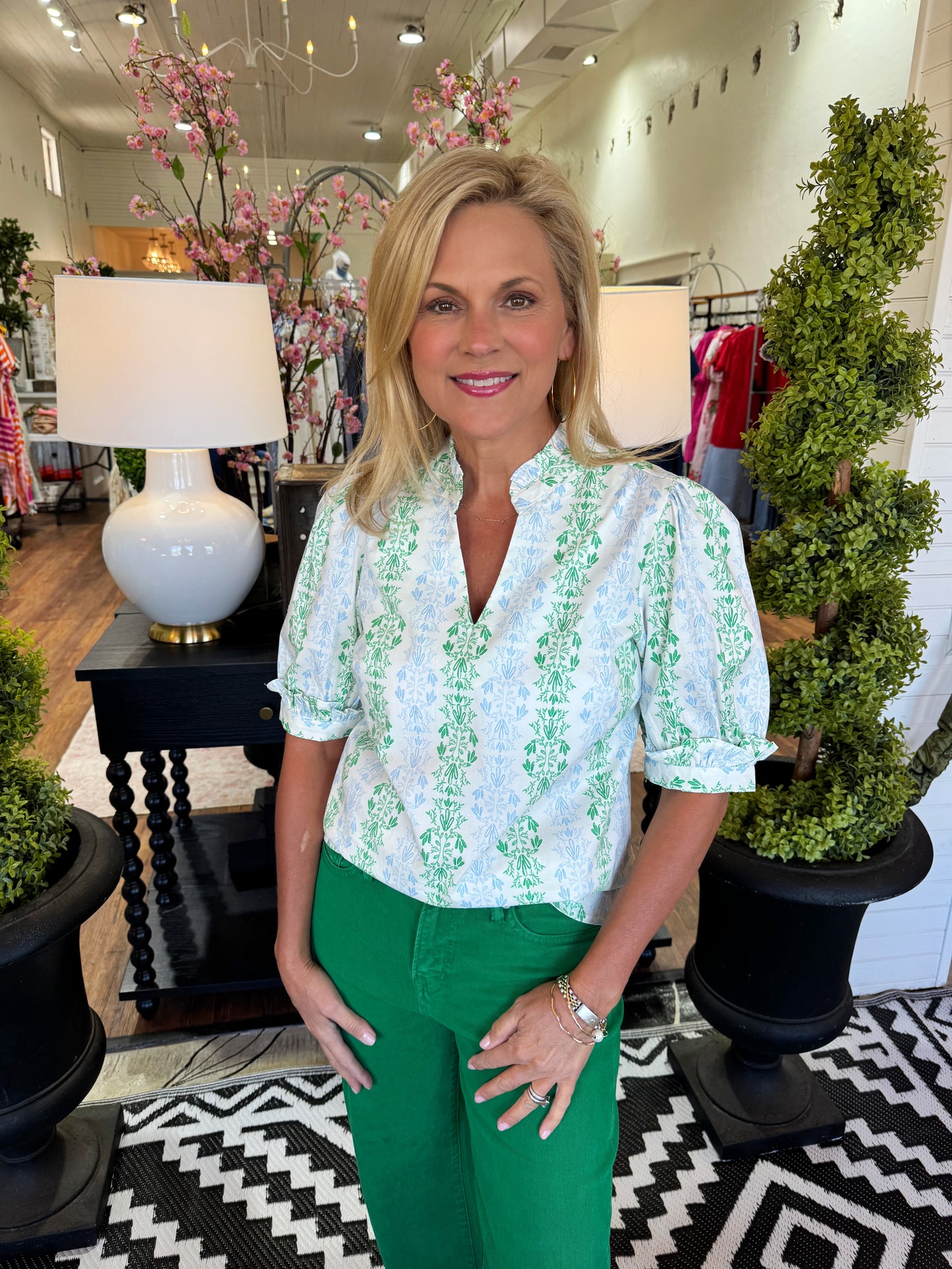 Mary Square Colette Heirloom Vine Top - Green