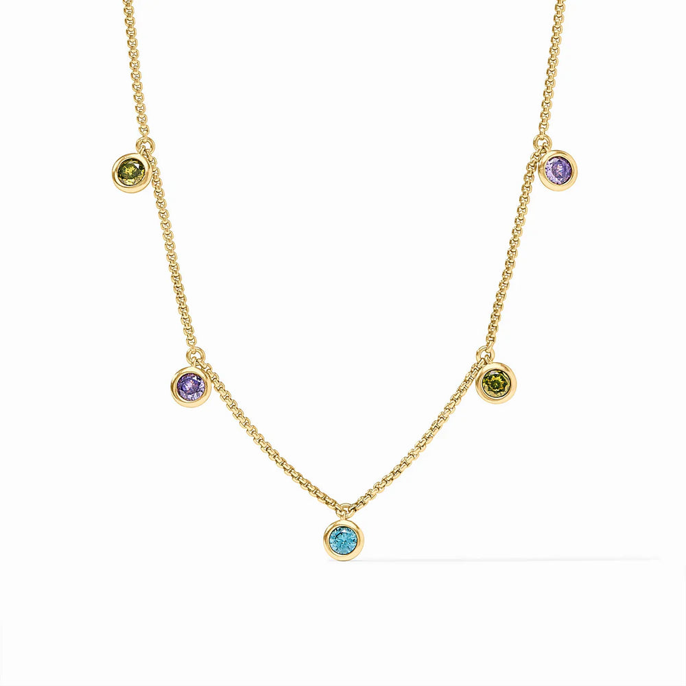 Rainbow Delicate Charm Necklace - Blue Twilight
