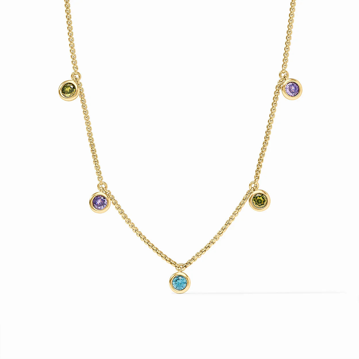 Rainbow Delicate Charm Necklace - Blue Twilight
