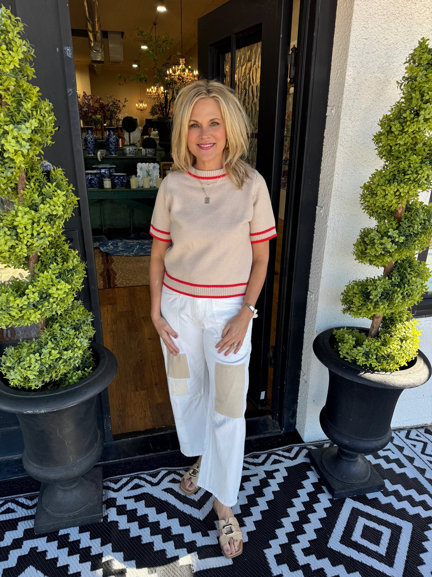 Molly Top - Natural/Poppy