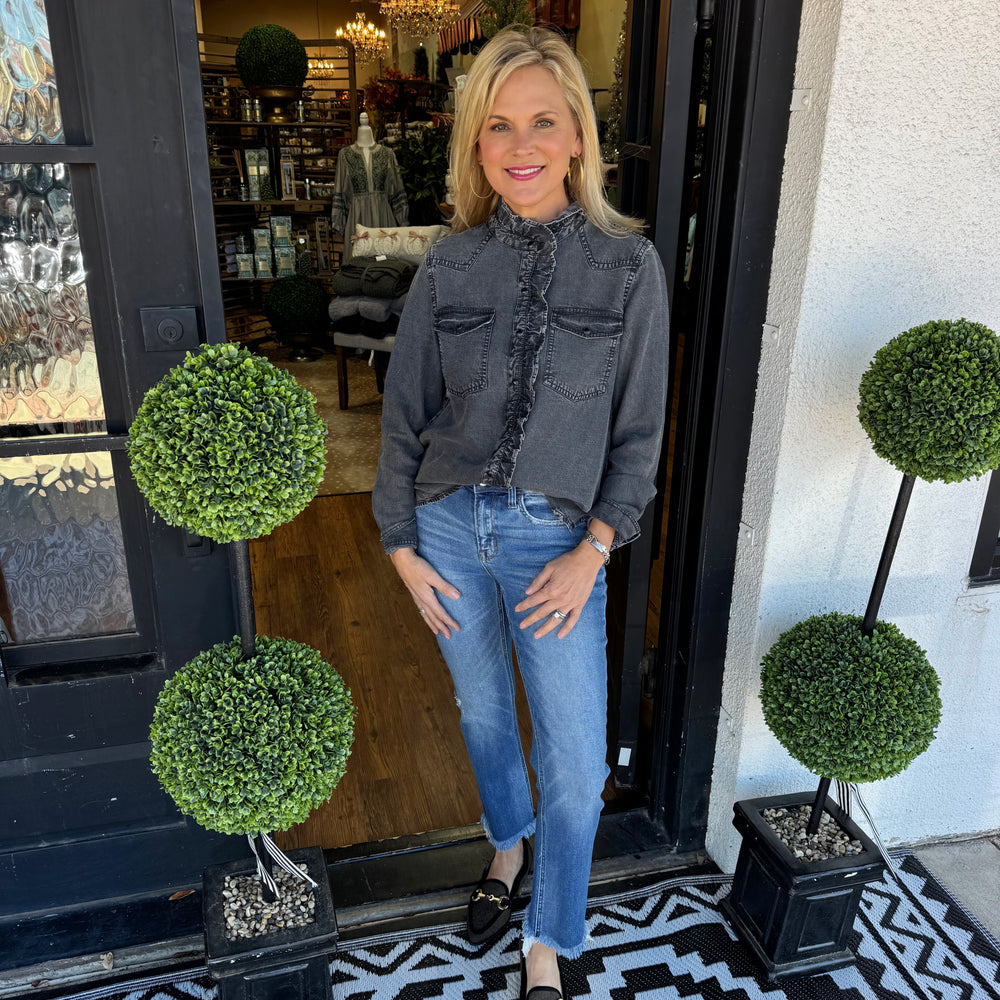 
                  
                    Ivy Jane Denim Ruffle Snap Shirt
                  
                