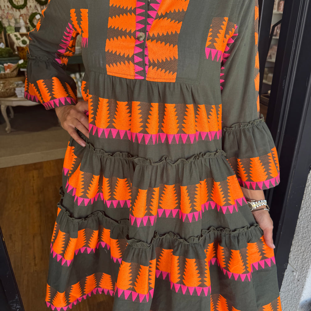 Uncle Frank Jacquard Tiered Dress