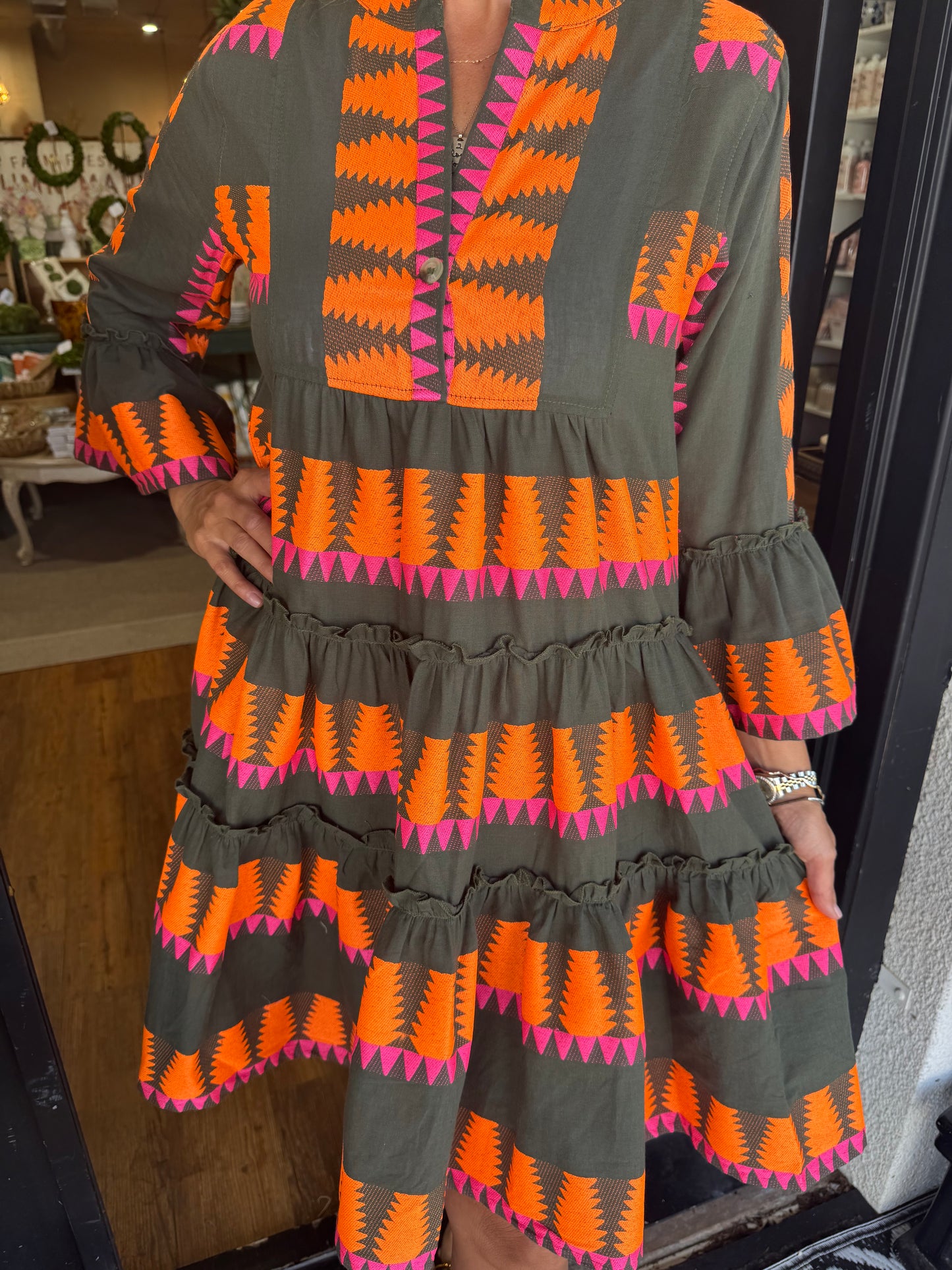 Uncle Frank Jacquard Tiered Dress