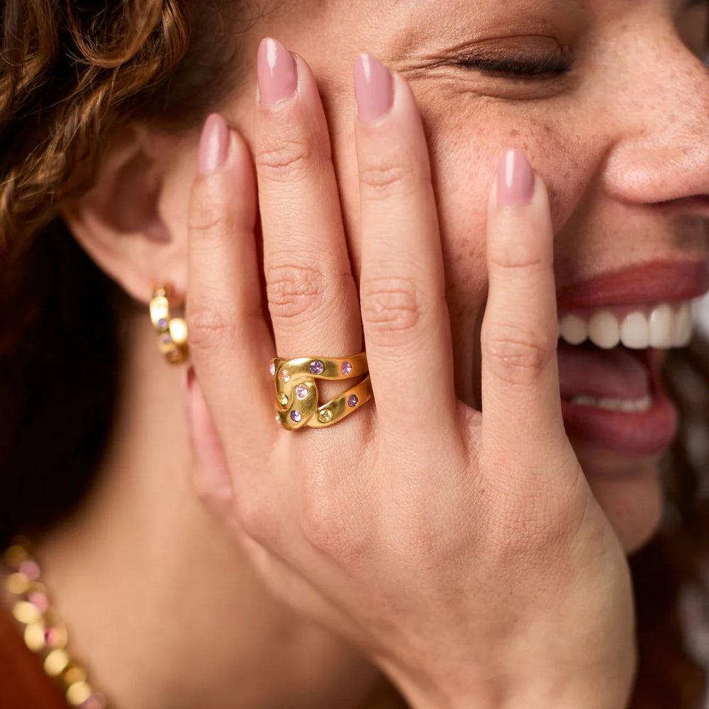 Rainbow Infinity Ring - Pink Dawn