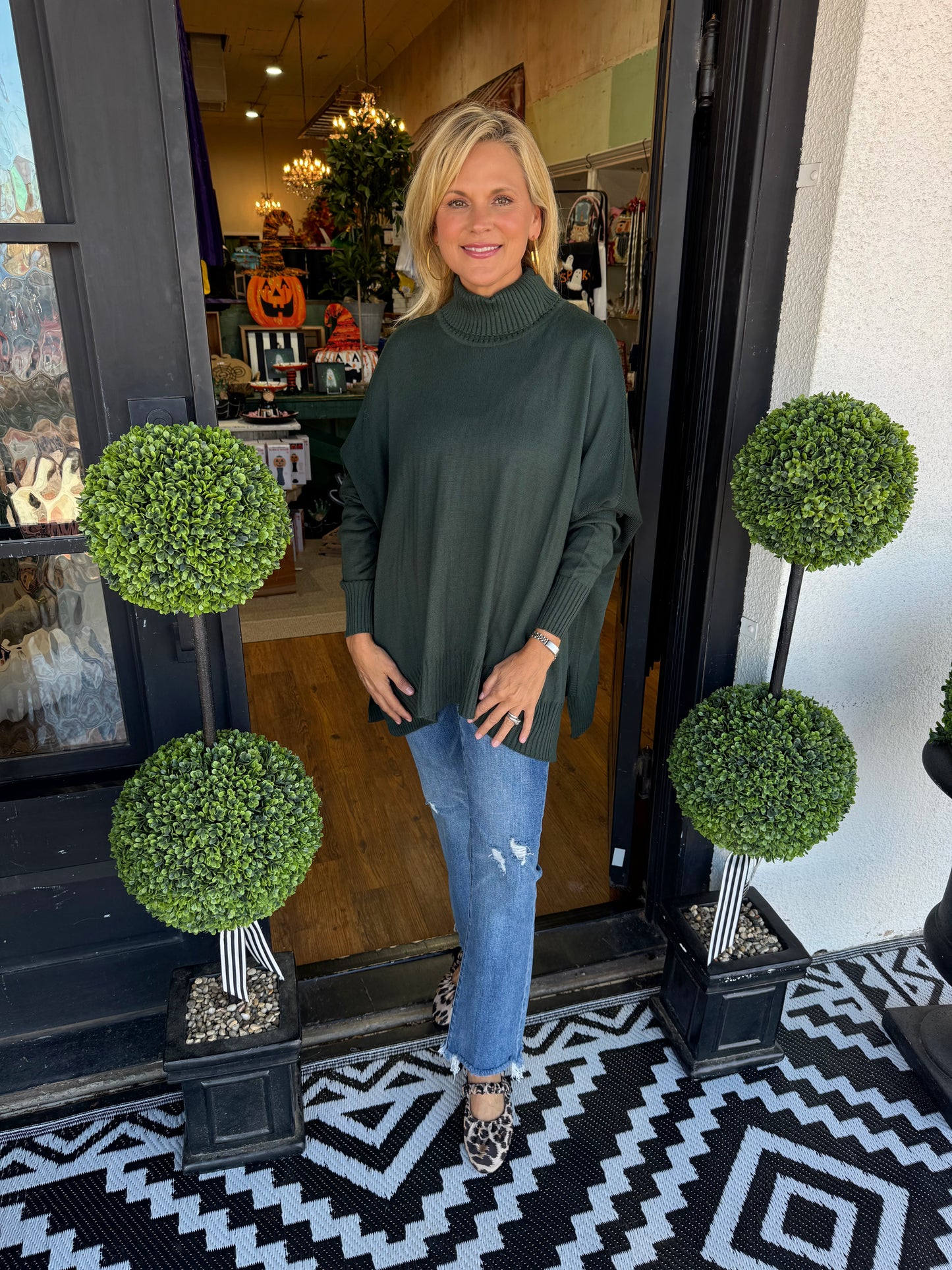 Catalina Turtleneck Sweater - Deep Emerald