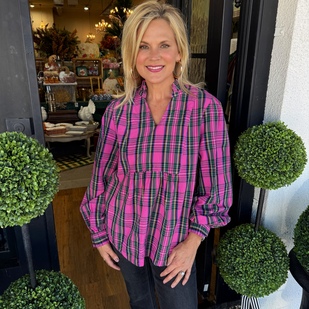 Mitzy Plaid Top - Pink