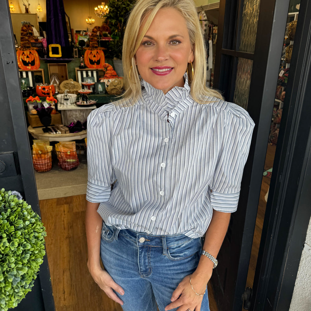 Jodie Blue Bar Stripe Top