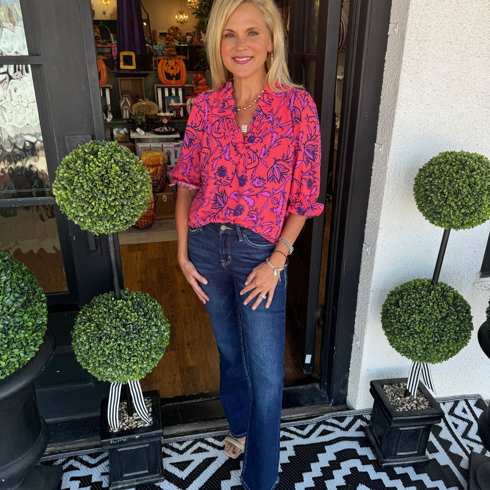 Julie Toile Tulip Coral Top
