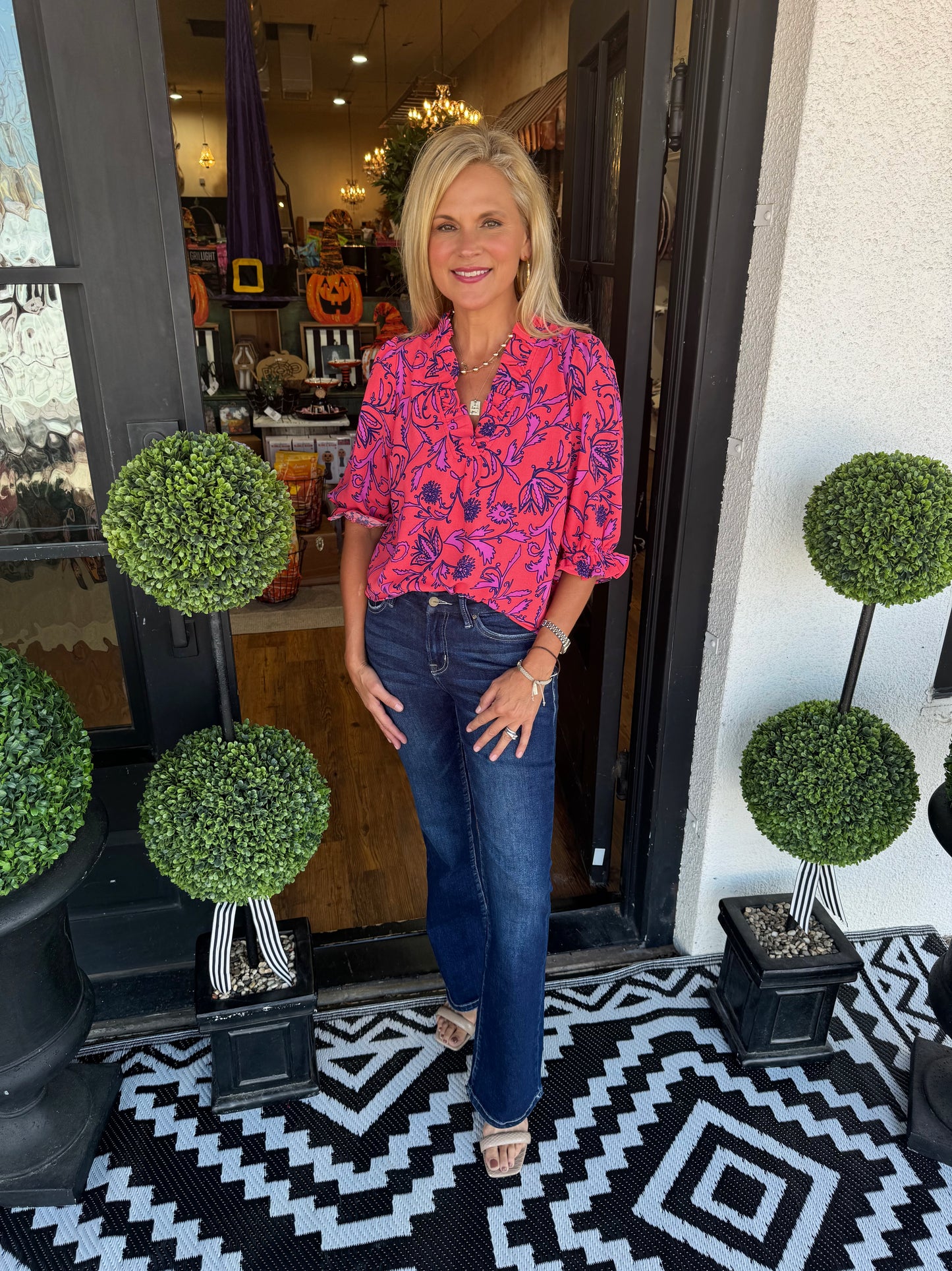 Julie Toile Tulip Coral Top