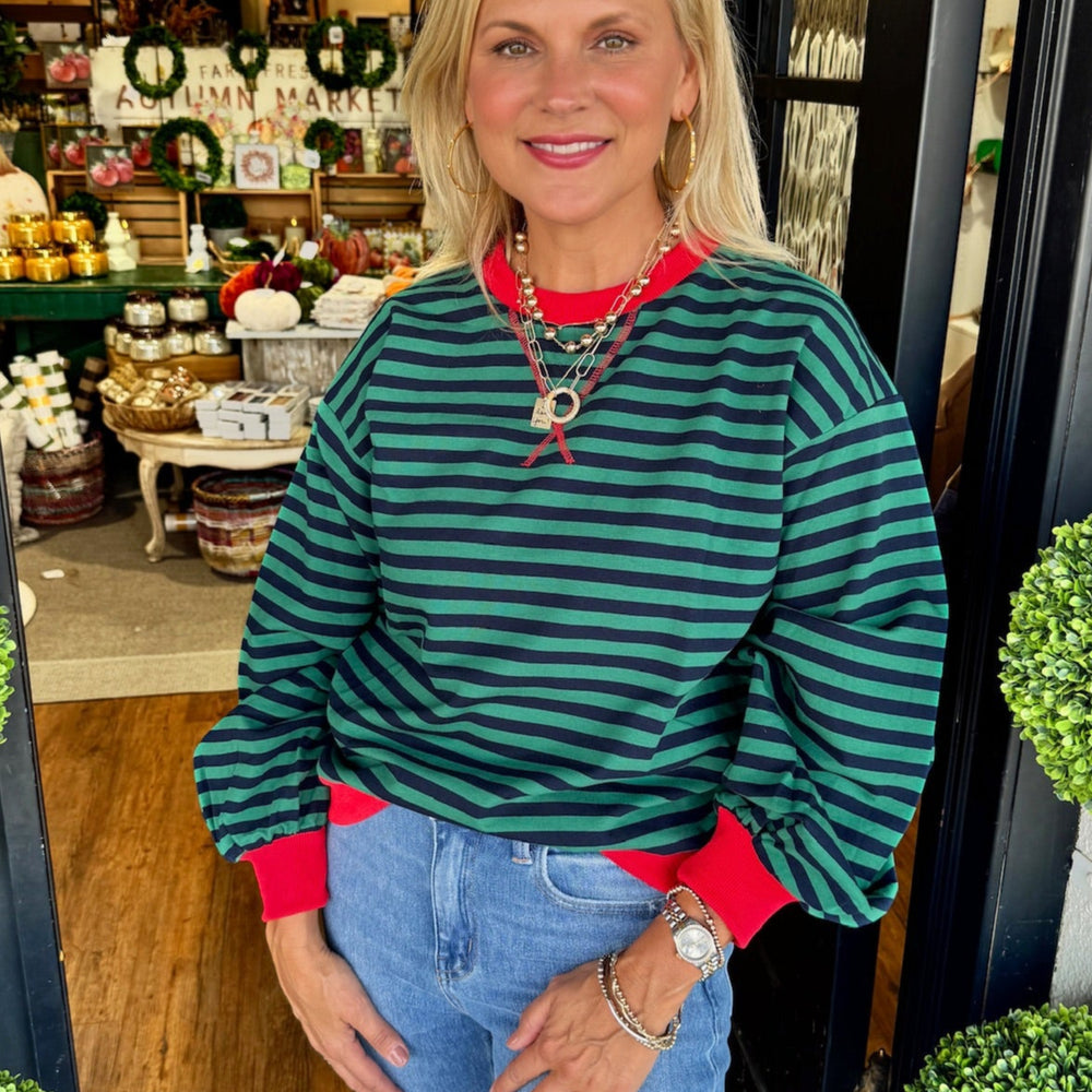 Alexis Top - Green/Navy