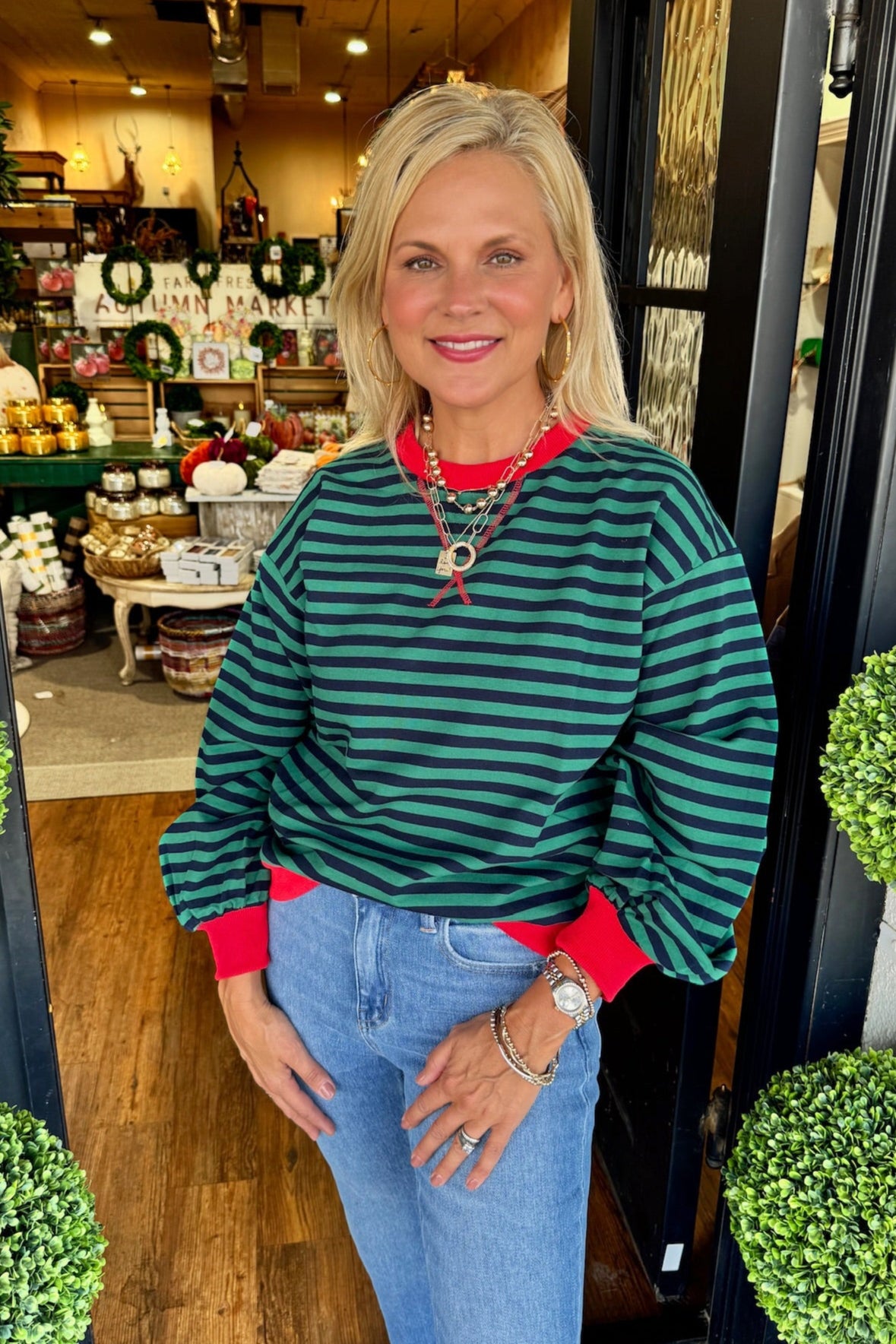 Alexis Top - Green/Navy