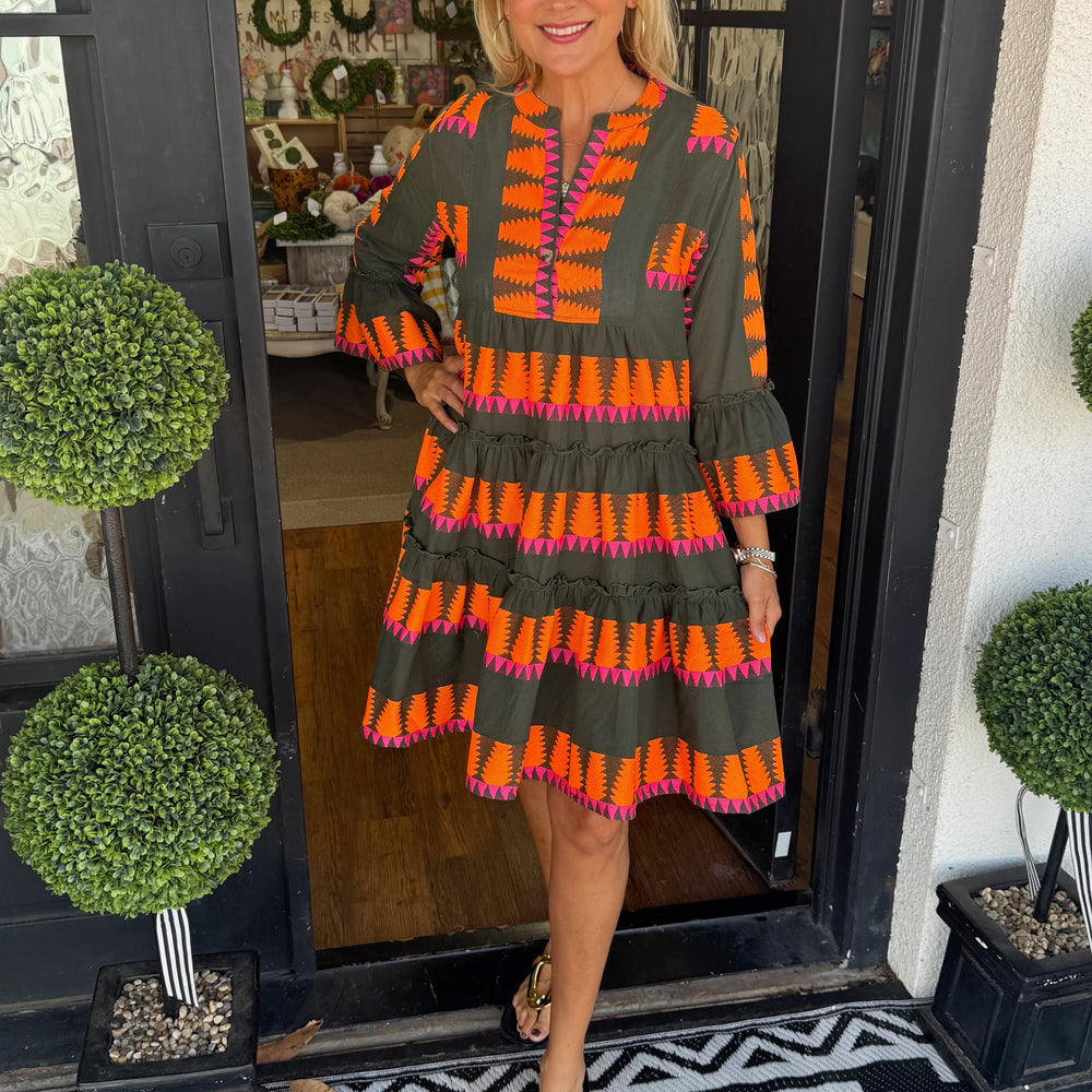Uncle Frank Jacquard Tiered Dress