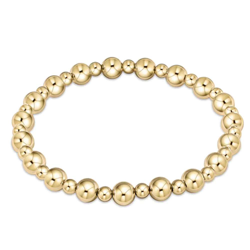 Classic Grateful Pattern 6mm Bead Bracelet - Gold