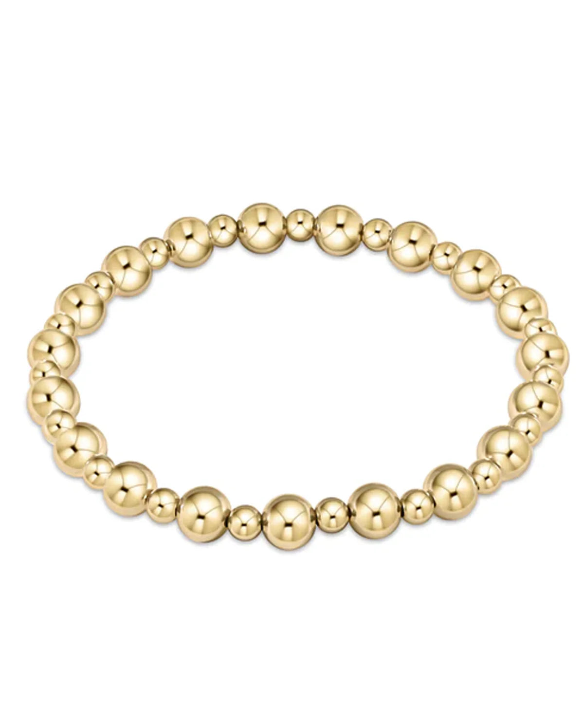 Classic Grateful Pattern 6mm Bead Bracelet - Gold