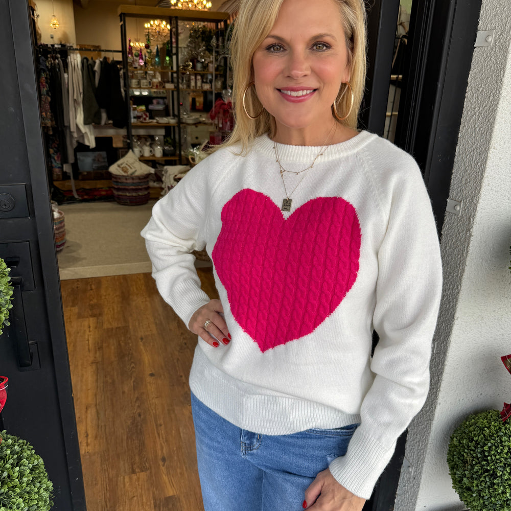 Sage Heart Sweater- Pink