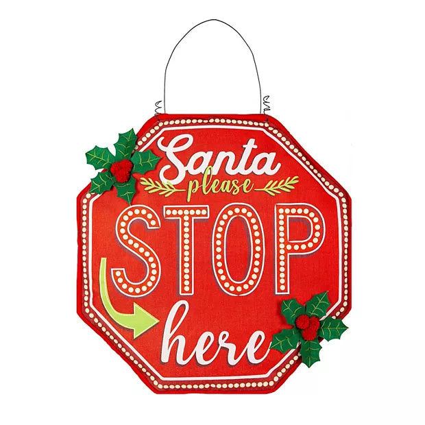 Santa Please Lighted Estate Door Decor