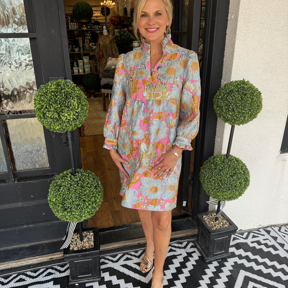 Ivy Jane Brocade Ruffled Trim Dress