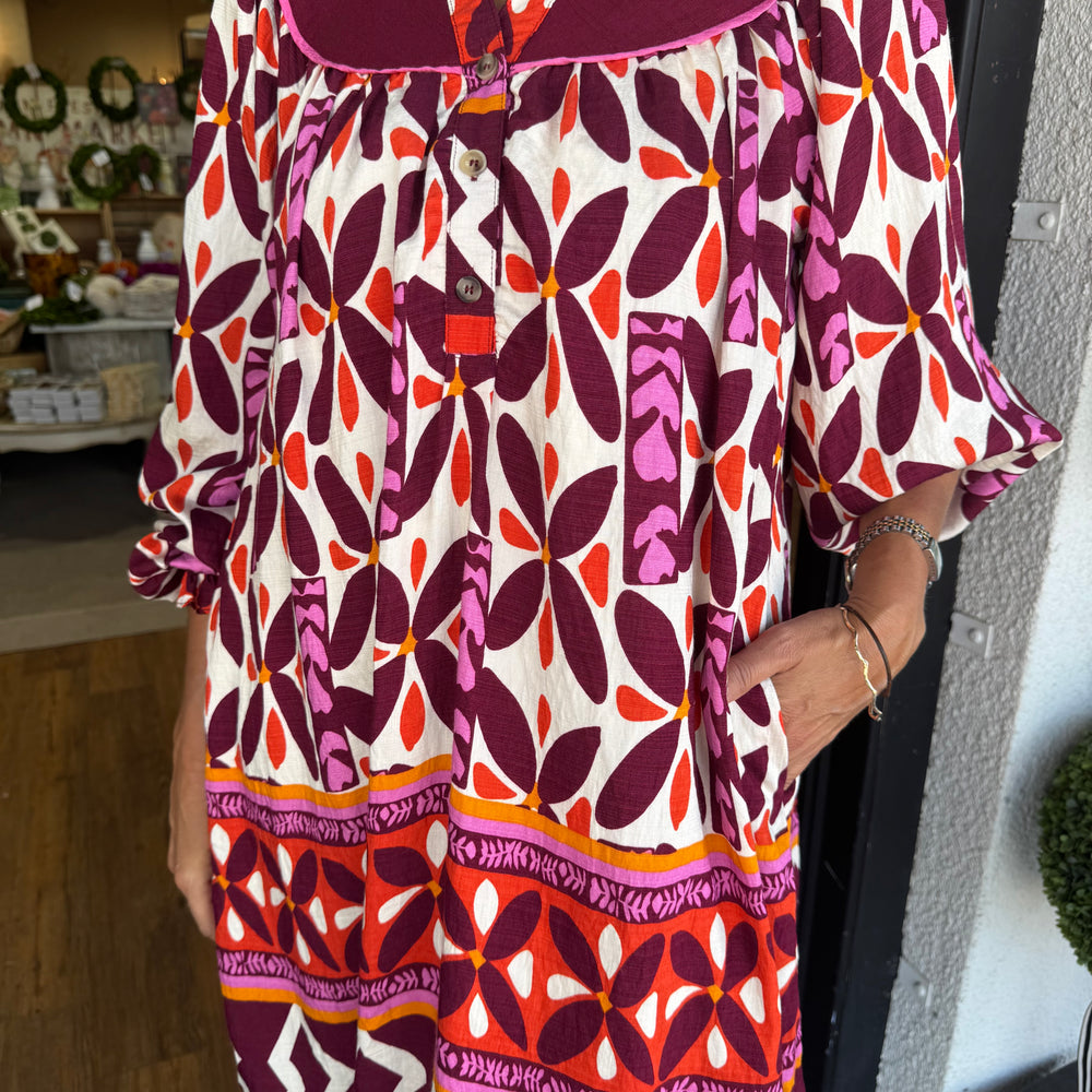 Alba Dress - Burgundy Mix
