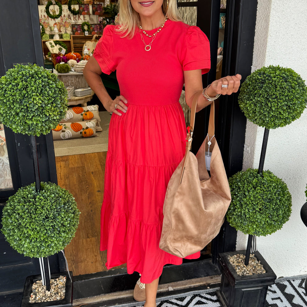 Patton T-Shirt Midi Dress - Red