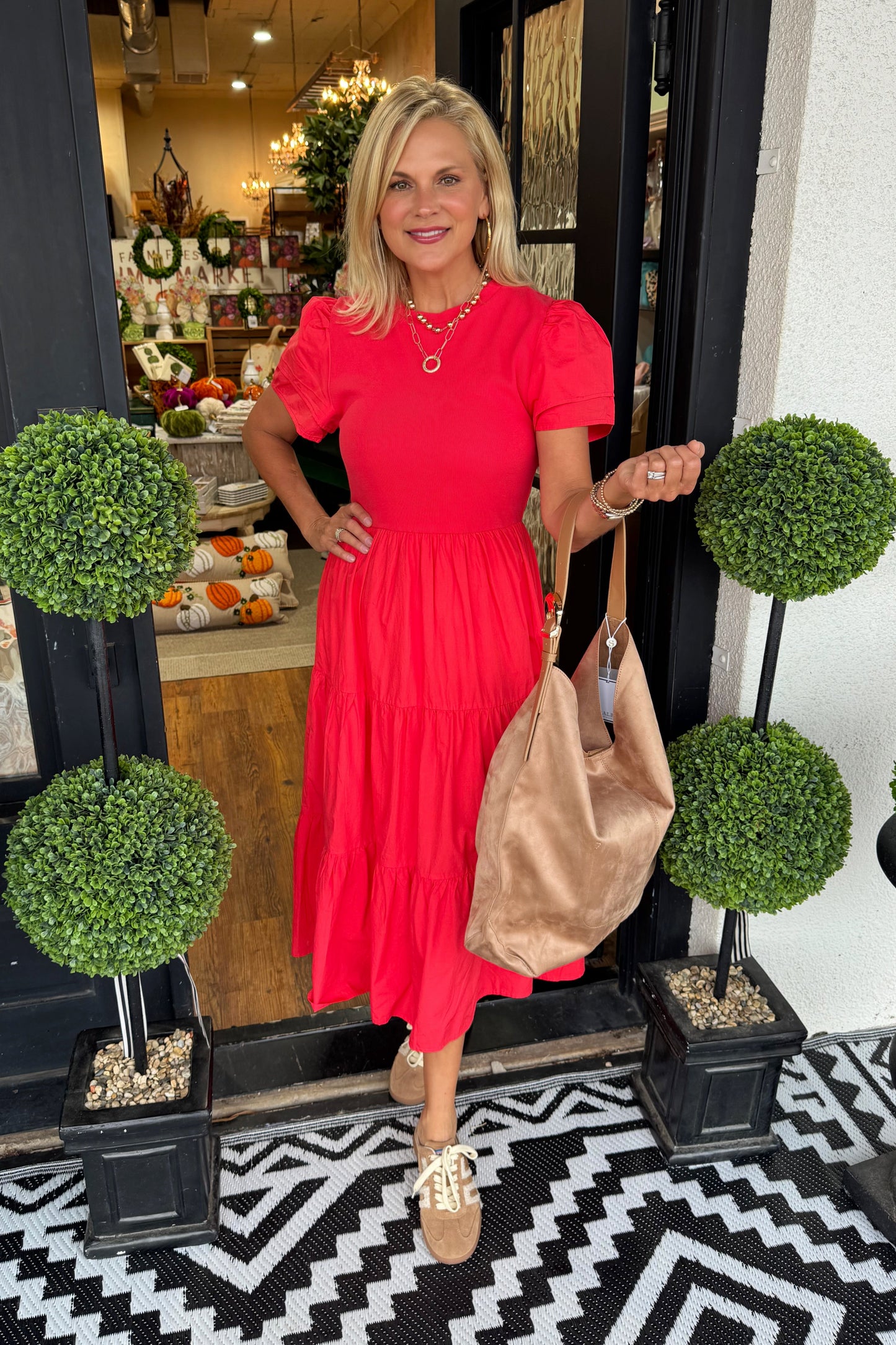 Patton T-Shirt Midi Dress - Red
