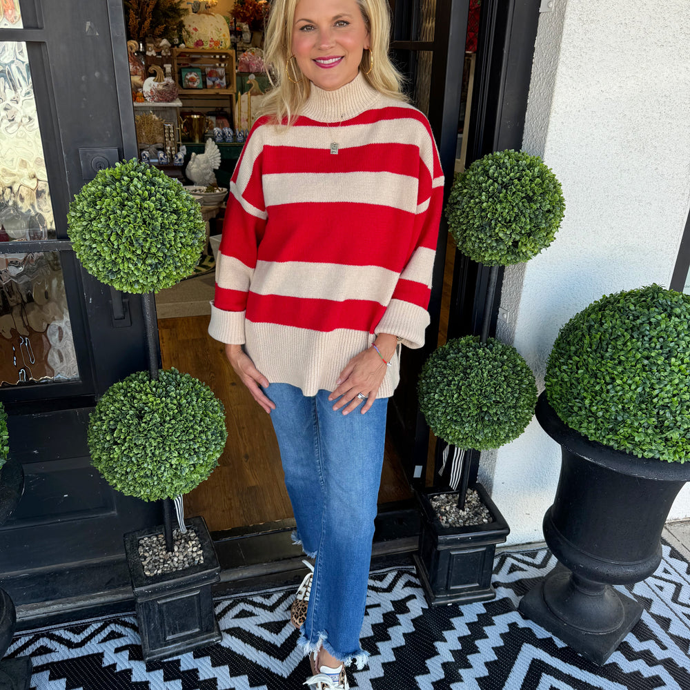 Costner Striped Sweater - Red