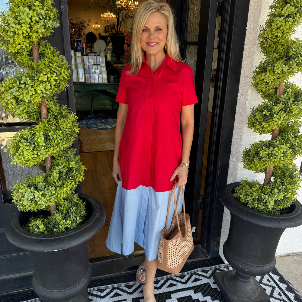 Millie Colorblock Dress - Red/Blue