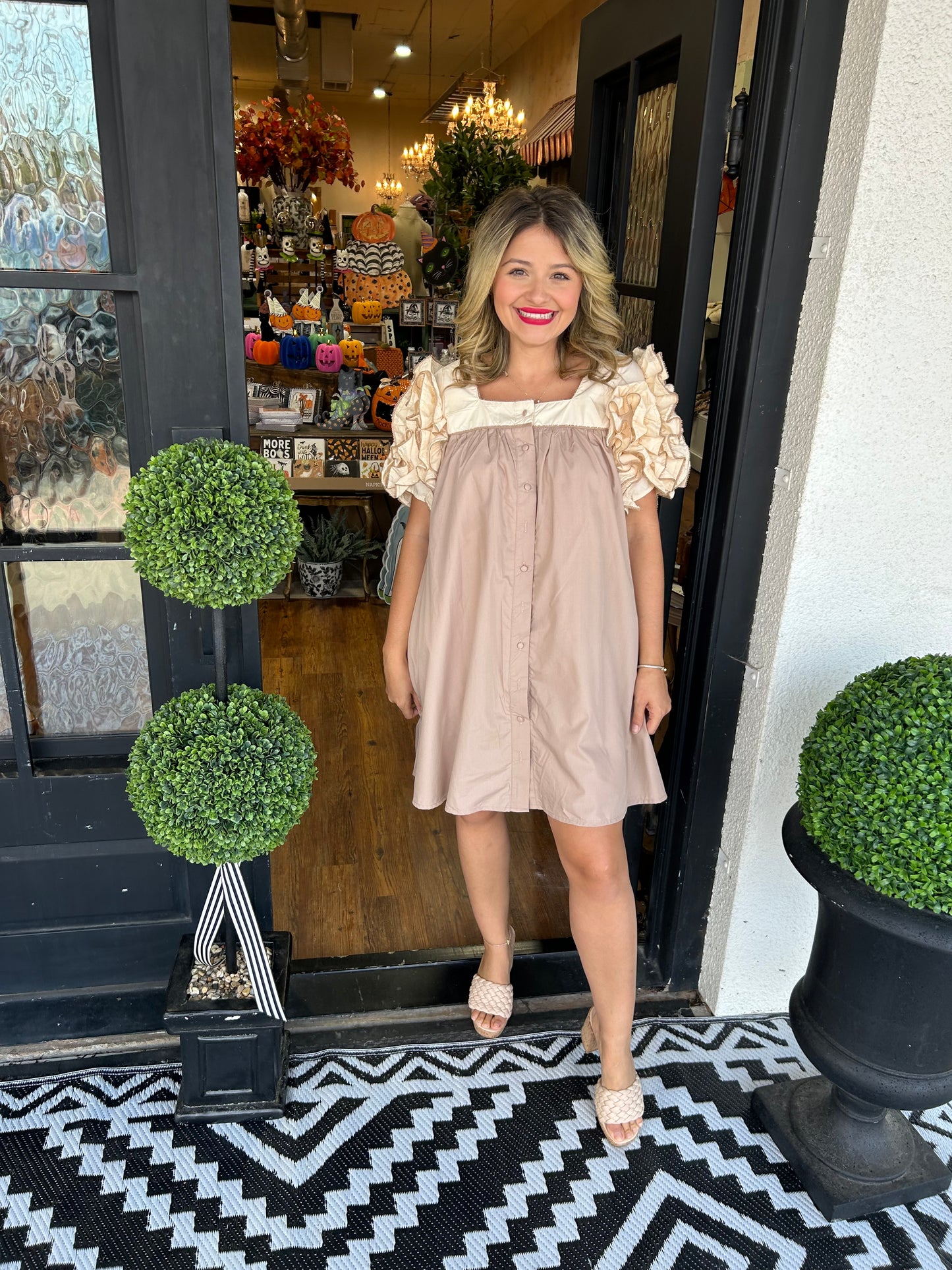 Dallas Ruffled Sleeve Dress