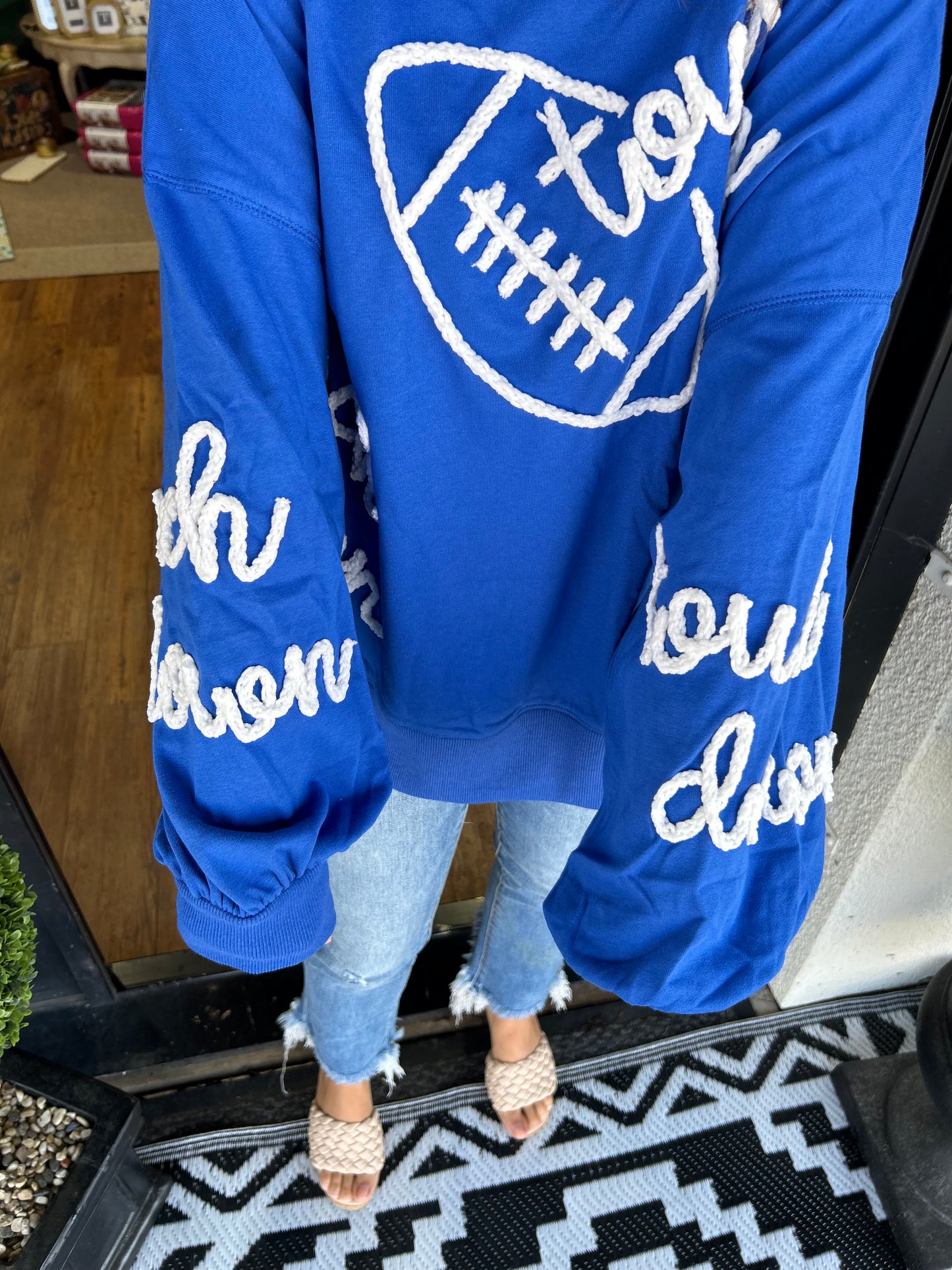 Terry Blue Touchdown & Football Sweatshirt