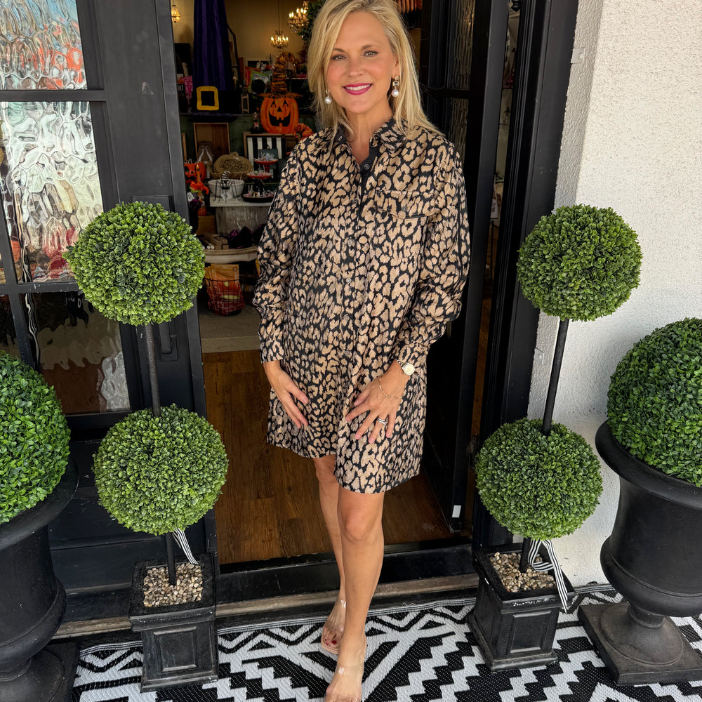 Tonia Dress - Black/Animal