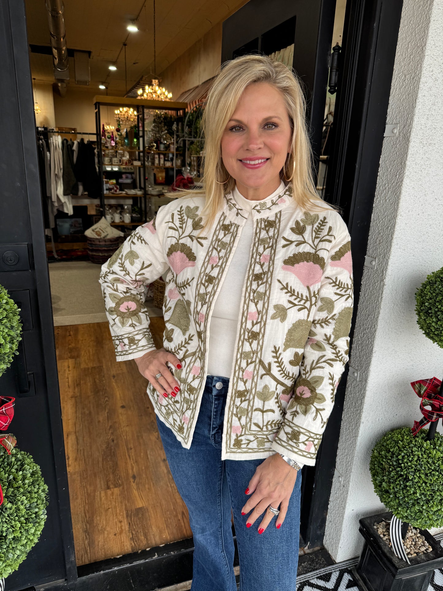 Kirby Floral Jacket- Cream